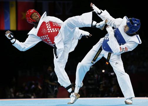 NO GOLD FOR TEAM GB: Lutalo Muhammad is beaten by Nicolas Garcia Hemme 7-3 in his quarter-final which means that bronze is all he can win at best