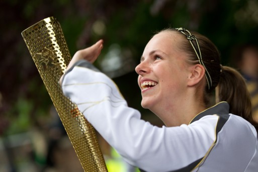 TORCHBEARER: Lloyds TSB Local Hero Jennie Batten carried the Olympic Torch through Gloucester last month