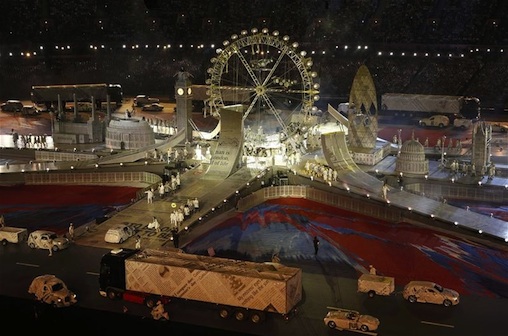 BIG SET: London landmarks dominate the stadium during the closing ceremony of the 2012 Olympics Games