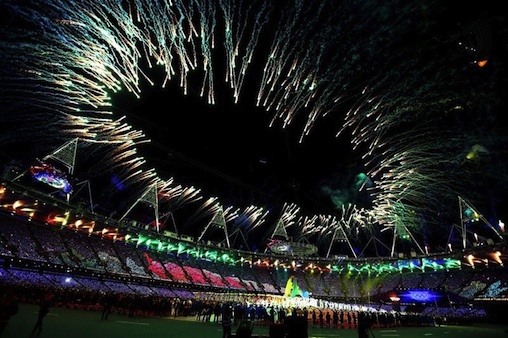 COLOURFUL: Fireworks burst into the sky at the conclusion of the London 2012 closing ceremony